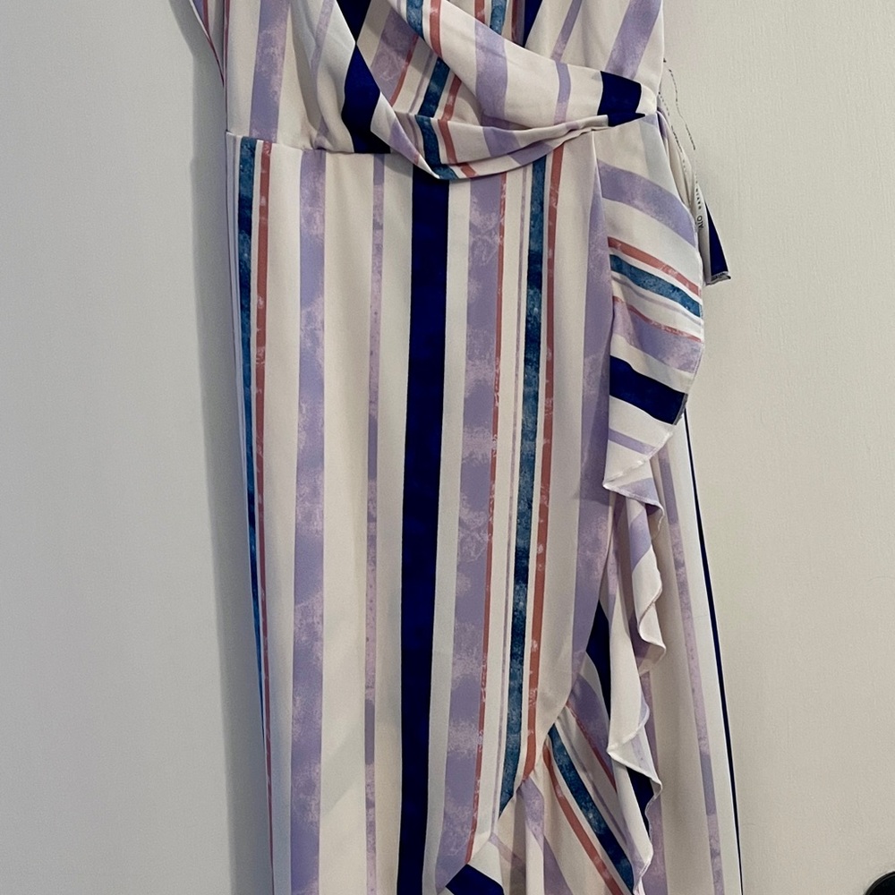 Buffalo David Bitton Asymmetrical Striped Dress - Blue, Purple, White